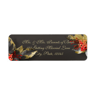 Black and Gold Exotic Floral Etiket