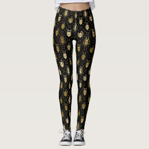 Black and Gold Fantasy Dragon Argyle Patroon Leggings