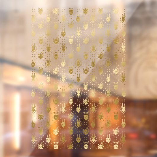 Black and Gold Fantasy Dragon Argyle Patroon Raamsticker (Vel 2)