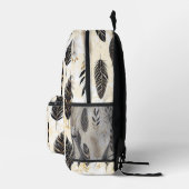 Black and Gold Feather Printed Backpack Bedrukte Rugzak (Rechts)