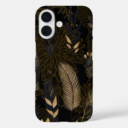 Black and Gold Feather Printed iPhone / iPad case (Achterkant)