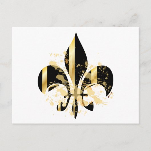 Black and Gold Fleur de Lis Briefkaart (Voorkant)