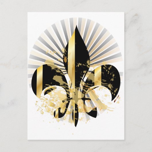 Black and Gold Fleur de Lis Briefkaart (Voorkant)