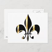 Black and Gold Fleur de Lis Briefkaart (Voorkant / Achterkant)