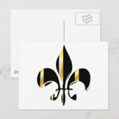 Black and Gold Fleur de Lis Briefkaart (Voorkant / Achterkant)