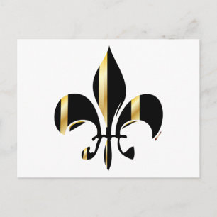 Black and Gold Fleur de Lis Briefkaart
