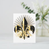Black and Gold Fleur de Lis Briefkaart (Staand voorkant)