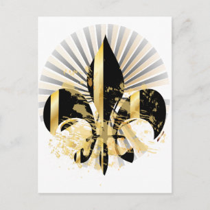 Black and Gold Fleur de Lis Briefkaart