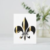 Black and Gold Fleur de Lis Briefkaart (Staand voorkant)
