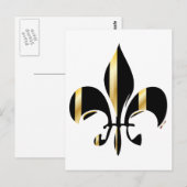 Black and Gold Fleur de Lis Briefkaart (Voorkant / Achterkant)