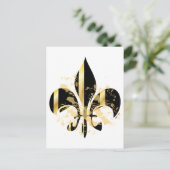 Black and Gold Fleur de Lis Briefkaart (Staand voorkant)