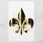 Black and Gold Fleur de Lis Briefpapier (Voorkant)