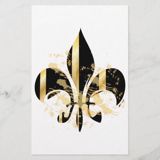 Black and Gold Fleur de Lis Briefpapier (Voorkant)