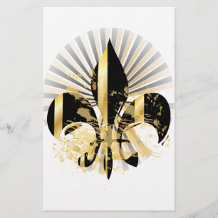 Black and Gold Fleur de Lis Briefpapier