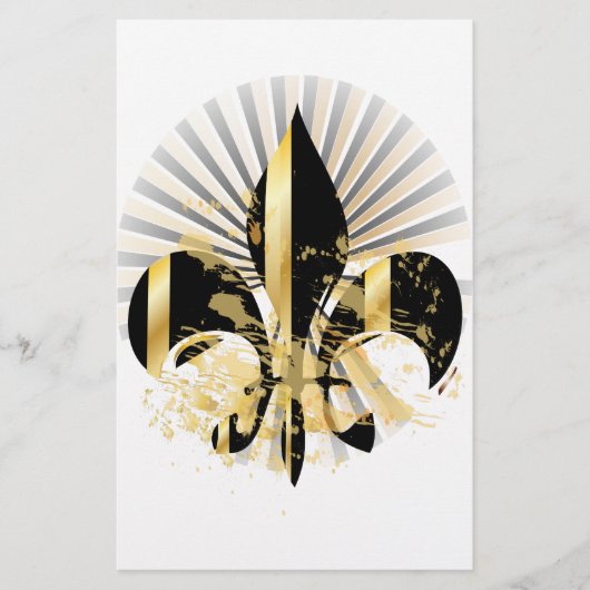 Black and Gold Fleur de Lis Briefpapier (Voorkant)
