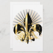 Black and Gold Fleur de Lis Briefpapier (Voorkant / Achterkant)