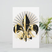 Black and Gold Fleur de Lis Briefpapier (Staand voorkant)