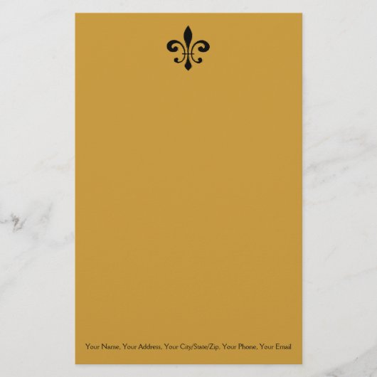 Black and Gold Fleur De Lis Briefpapier (Voorkant)