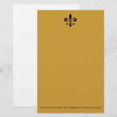 Black and Gold Fleur De Lis Briefpapier (Voorkant / Achterkant)
