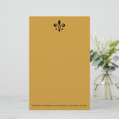 Black and Gold Fleur De Lis Briefpapier (Staand voorkant)