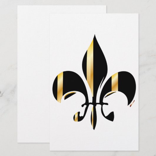 Black and Gold Fleur de Lis Briefpapier (Voorkant / Achterkant)