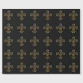 Black and Gold Fleur-de-lis Cadeaupapier (Vlak)
