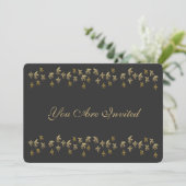 Black and Gold Fleur de Lis Confetti Kaart (Staand voorkant)