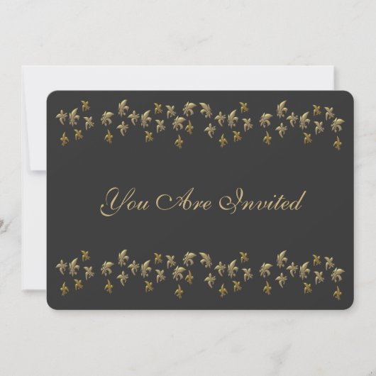 Black and Gold Fleur de Lis Confetti Kaart (Voorkant)
