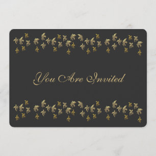 Black and Gold Fleur de Lis Confetti Kaart