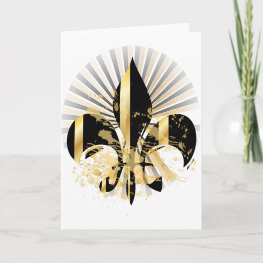 Black and Gold Fleur de Lis Kaart (Voorkant)