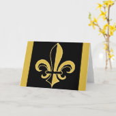 Black and Gold Fleur de lis Kaart (Gele Bloem)