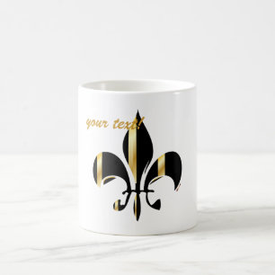 Black and Gold Fleur de Lis Koffiemok