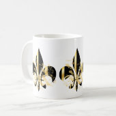 Black and Gold Fleur de Lis Koffiemok (Voorkant links)