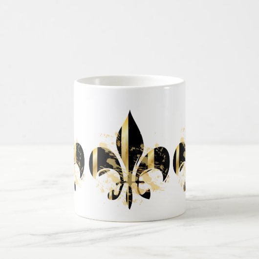 Black and Gold Fleur de Lis Koffiemok (Center)