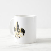 Black and Gold Fleur de Lis Koffiemok (Voorkant links)