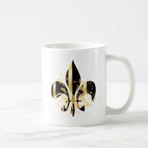 Black and Gold Fleur de Lis Koffiemok