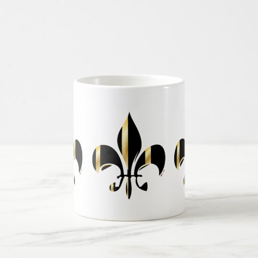 Black and Gold Fleur de Lis Koffiemok (Center)
