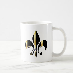 Black and Gold Fleur de Lis Koffiemok
