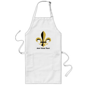 Black and Gold Fleur de lis Lang Schort