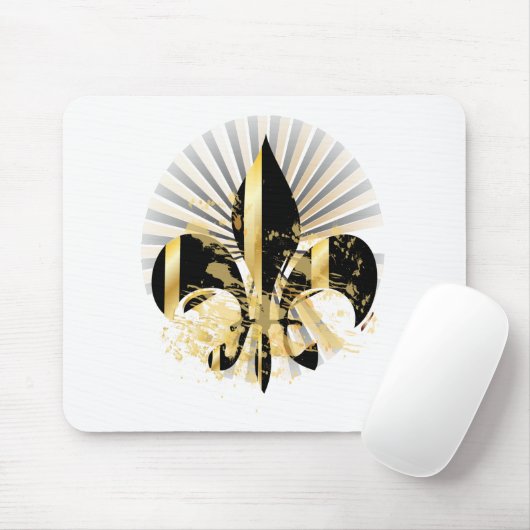 Black and Gold Fleur de Lis Muismat (Met muis)