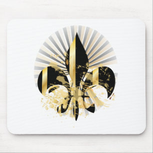 Black and Gold Fleur de Lis Muismat