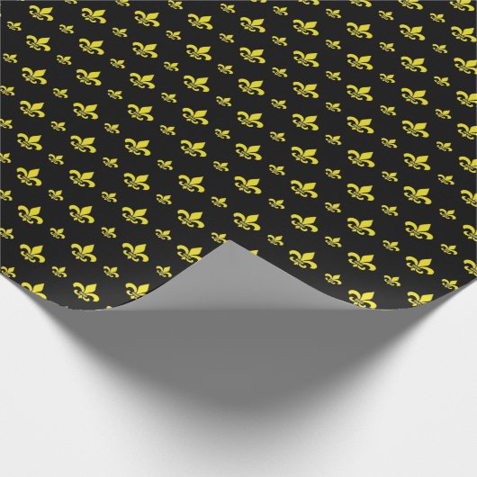Black and Gold Fleur de Lis Pattern Cadeaupapier (Hoek)