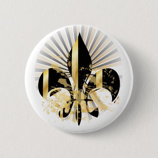 Black and Gold Fleur de Lis Ronde Button 5,7 Cm (Voorkant)