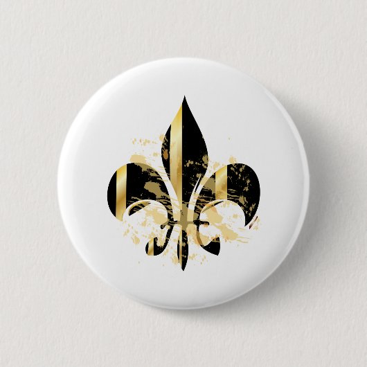 Black and Gold Fleur de Lis Ronde Button 5,7 Cm (Voorkant)