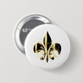 Black and Gold Fleur de Lis Ronde Button 5,7 Cm (Voorkant /achterkant)