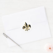 Black and Gold Fleur de Lis Ronde Sticker (Envelop)
