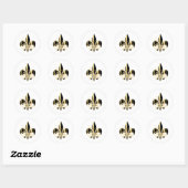 Black and Gold Fleur de Lis Ronde Sticker (Vel)