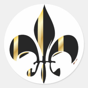 Black and Gold Fleur de Lis Ronde Sticker
