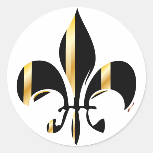 Black and Gold Fleur de Lis Ronde Sticker (Voorkant)