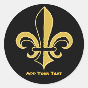 Black and Gold Fleur de lis Ronde Sticker